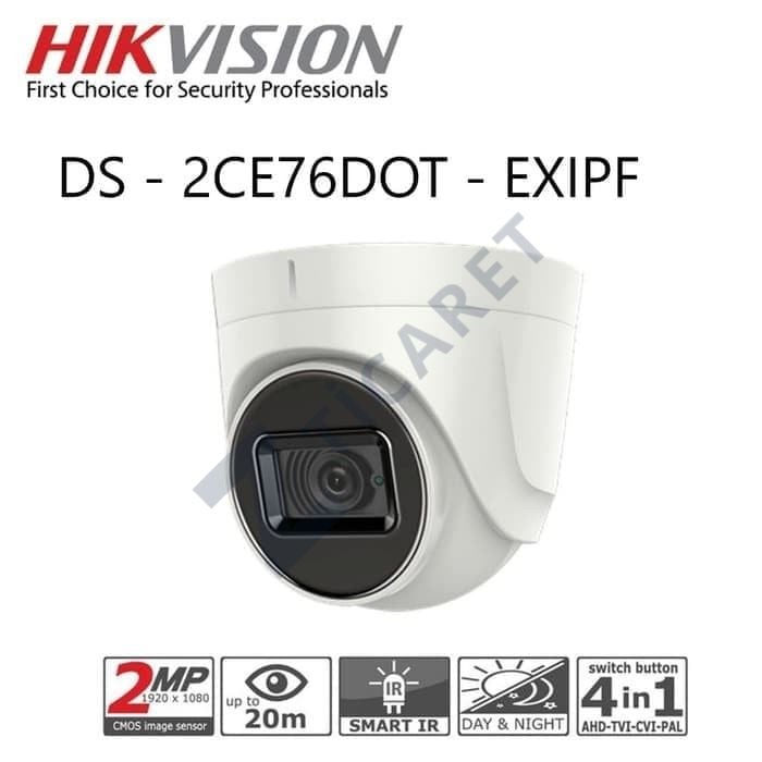 Hikvision DS-2CE76D0T-EXIPF Ahd Kamera Dome Turbo 2mp 2.8mm 1080P